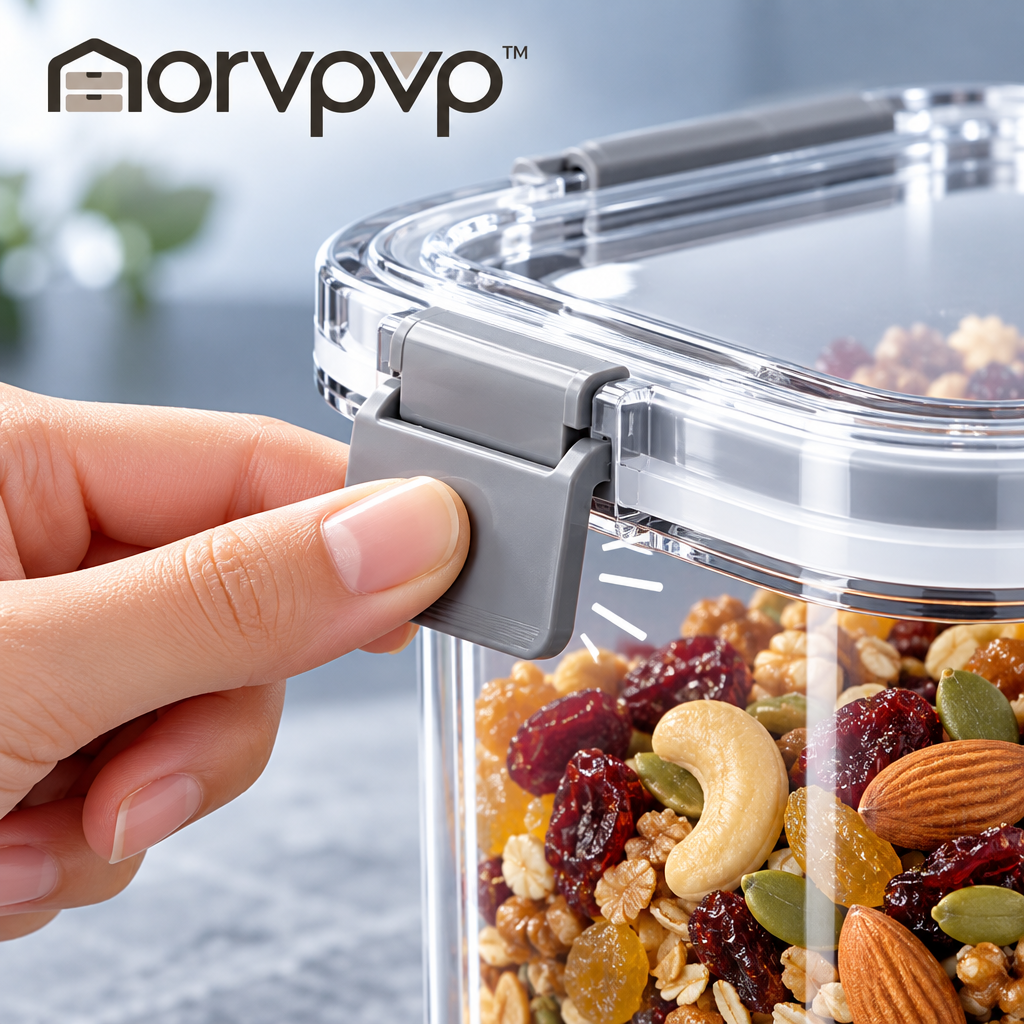 morvpvp™ ClearSeal Airtight Food Storage Containers, 6-Piece Stackable Pantry Organizer Set with Locking Lids for Flour, Sugar, Rice, Pasta & Dry Goods
