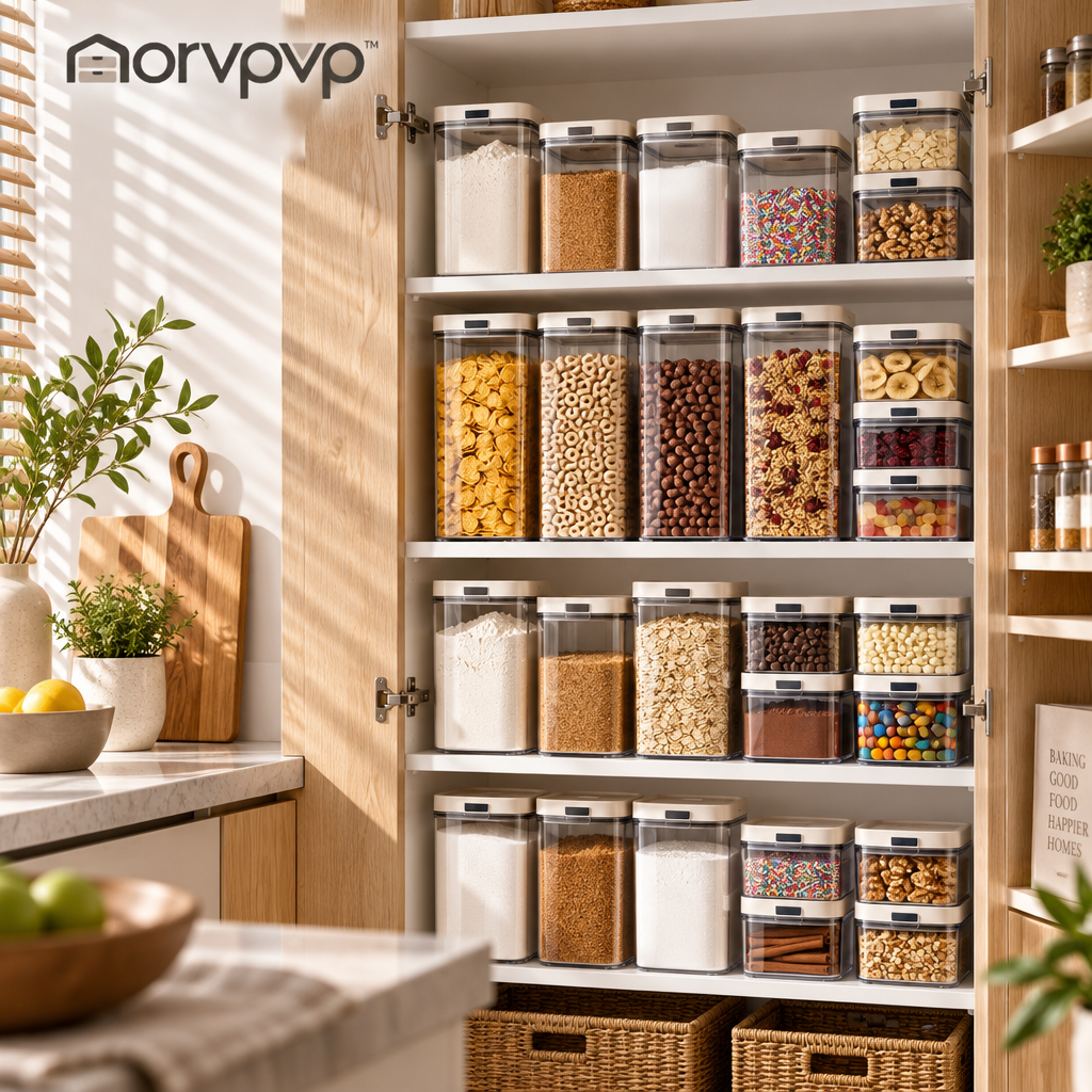 morvpvp™ ClearSeal Airtight Food Storage Containers, 6-Piece Stackable Pantry Organizer Set with Locking Lids for Flour, Sugar, Rice, Pasta & Dry Goods