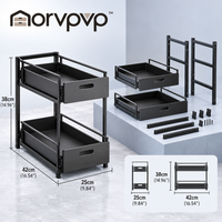 morvpvp™ SlideEase 2-Tier Under Sink Organizer, 2-Pack Pull-Out Cabinet Storage Rack with Sliding Drawers for Kitchen Cleaning Supplies & Bathroom Essentials