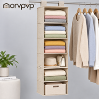 morvpvp™ SoftTier 6-Shelf Hanging Closet Organizer, Foldable Fabric Wardrobe Storage Shelves with Reinforced Compartments for Sweaters, Clothing, Towels & Accessories