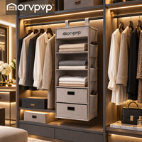 morvpvp™ SoftTier 6-Shelf Hanging Closet Organizer, Foldable Fabric Wardrobe Storage Shelves with Reinforced Compartments for Sweaters, Clothing, Towels & Accessories