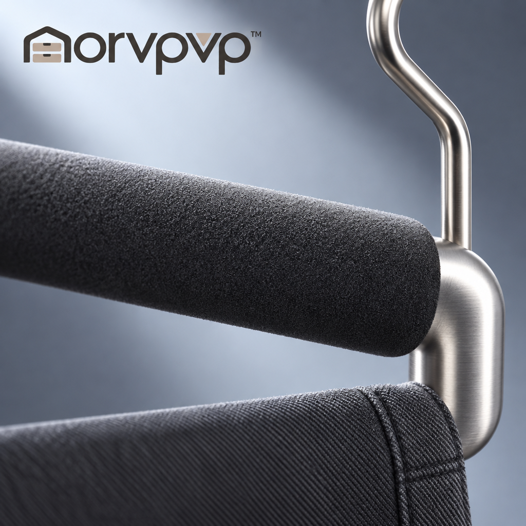 morvpvp™ LineFold 5-Tier Pants Hangers, 2-Pack Space-Saving Metal Trouser Organizers with Non-Slip Bars for Jeans, Slacks, Scarves & Closet Storage