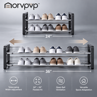 morvpvp™ StepSpace Adjustable 3-Tier Shoe Rack, Expandable Metal Shoe Organizer Shelf for Closet, Entryway, Bedroom & Hallway Footwear Storage