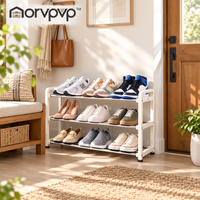 morvpvp™ StepSpace Adjustable 3-Tier Shoe Rack, Expandable Metal Shoe Organizer Shelf for Closet, Entryway, Bedroom & Hallway Footwear Storage