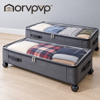 morvpvp™ LowNest Under Bed Storage Containers with Wheels, 2-Pack Rolling Clothes Organizer Bins with Lids for Blankets, Seasonal Clothing, Shoes & Bedroom Storage