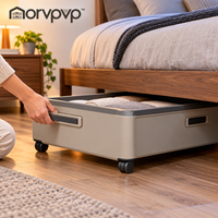 morvpvp™ LowNest Under Bed Storage Containers with Wheels, 2-Pack Rolling Clothes Organizer Bins with Lids for Blankets, Seasonal Clothing, Shoes & Bedroom Storage