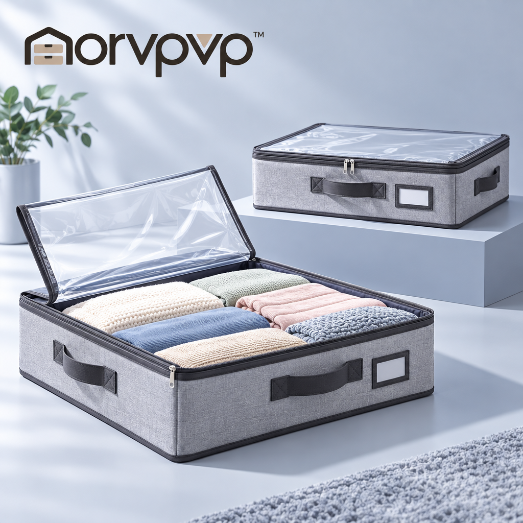 morvpvp™ LowNest Under Bed Storage Containers with Wheels, 2-Pack Rolling Clothes Organizer Bins with Lids for Blankets, Seasonal Clothing, Shoes & Bedroom Storage