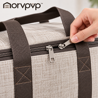 morvpvp™ LinenFold Large Blanket Storage Bags, 3-Pack Foldable Fabric Bedding Organizers with Zippered Lids, Clear Windows & Carry Handles for Comforters and Seasonal Clothes