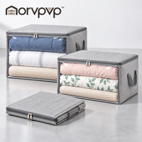 morvpvp™ LinenFold Large Blanket Storage Bags, 3-Pack Foldable Fabric Bedding Organizers with Zippered Lids, Clear Windows & Carry Handles for Comforters and Seasonal Clothes