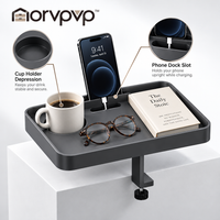 morvpvp™ BedsideArc Clip-On Bed Shelf, Compact Bedside Organizer Tray with Phone Slot & Adjustable Clamp for Books, Glasses, Remotes & Small Bedroom Essentials
