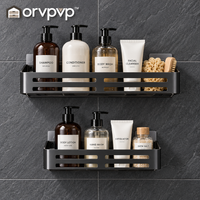 morvpvp™ AquaLine Shower Caddy Organizer, 2-Pack Wall-Mounted Bathroom Shelves with Drainage Slots & Removable Hooks for Shampoo, Conditioner, Soap & Shower Essentials
